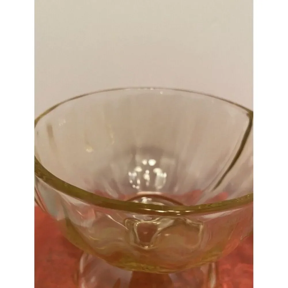 VTG Libbey‎ Ribbed Optic Compote Pedestal Dessert Candy Dish Light Yellow 4.5